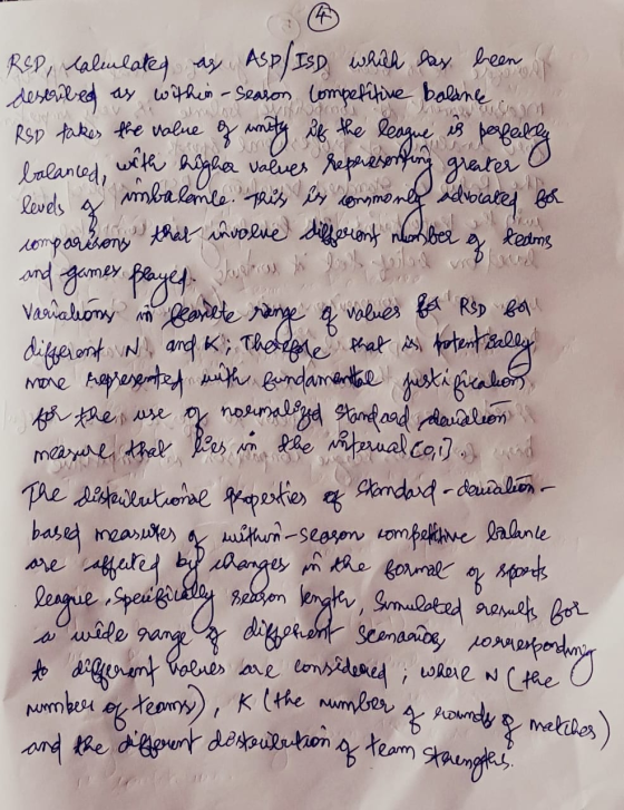 REP, calculated as Asp/ISD which has been of described as within-searon competitive balance RSD takes the value of unity of t