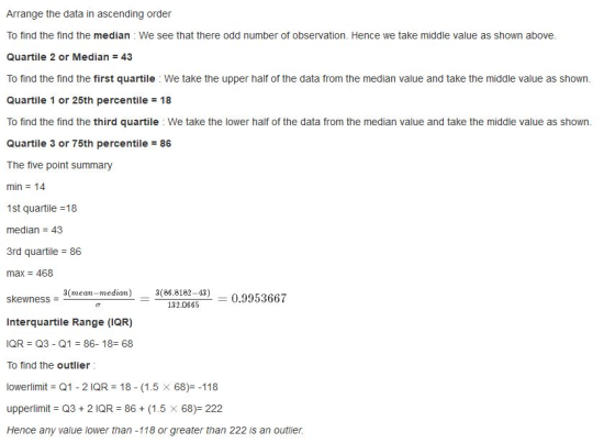 Arrange the data in ascending order To find the find the median: We see that there odd number of observation. Hence we take m