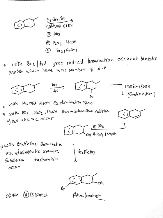 o brz.hu (NGOEreron ♡ Bn3 ② the Moon © Br21 febra occur at benzylia & with Bralho free radical bromination position which hav