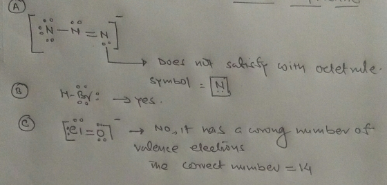 (A) OZ @ I Mg: Does not satisfy with oeletrde symbol - M yes - No, it has a corong member of valence elections the connect nu