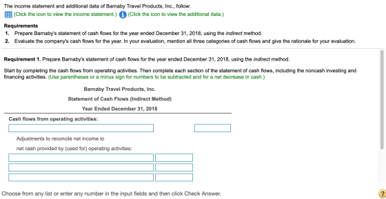 The income statement and additional data of Barnaby Travel Products, Inc., follow: E: (Click the icon to view the income stat