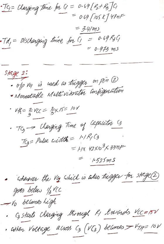 0-69 [BstB]G o69 [105 kJ 47nF Tg= Charging time for 9 = 34/ms o-69 R3G = 0-973 mS -Th= Dischangeig trine for 1 = Stage 2: op