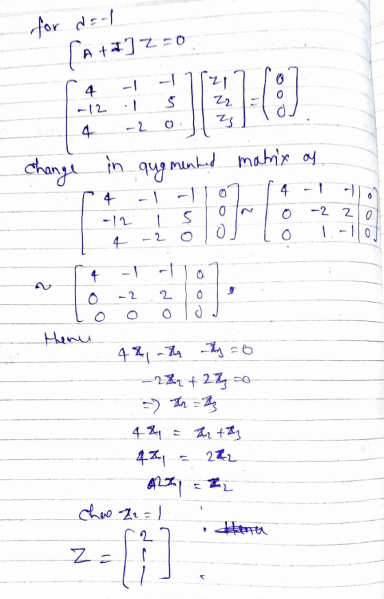 for d = 1 [ Ata] =0 - 1 172 1 5 || 22 = 101 4 2013! change in augmented matrix of T4-1-10714 -1 an -12 Ton To -2 zol + -2 0 1