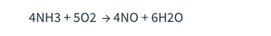 4NH3 +502 + 4NO + 6H2O