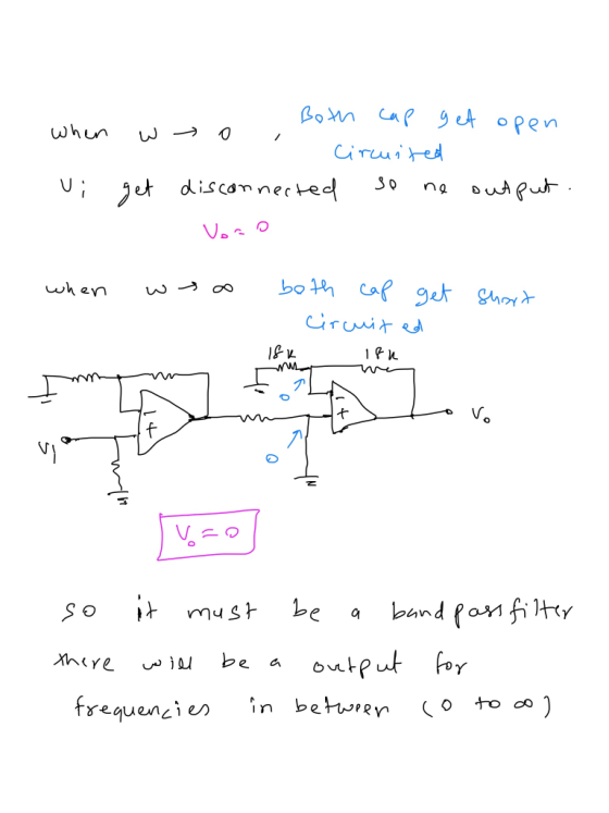 Both cap when wyo , get open Circuited Vi get disconnected so ne output. Voro when w e short both cap get - Circuited - 18 t