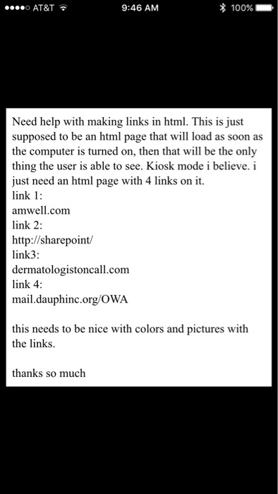 Need help with making links in html. This is just