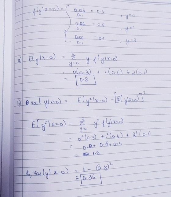 flylx=0) = 1 0.3 0- 0-06 0-1 ) 0.01 Fool 2 Elylx=o) 를 y fly lx=0) 06.3) + 1 (0.6) + 2(0.1) [0.8 ] b) O vail glx-o) = Ely?lx=0