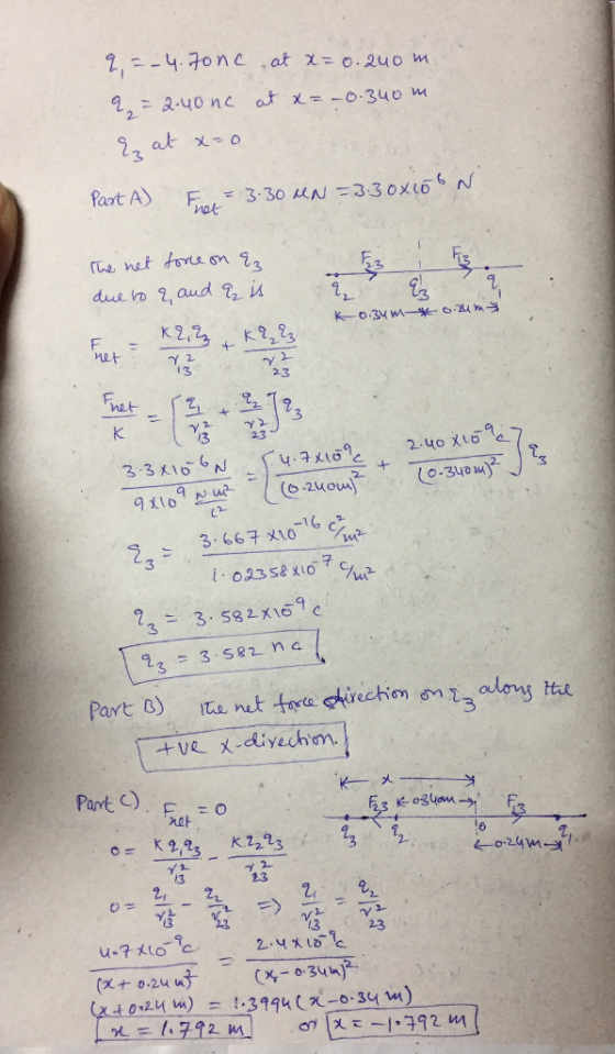 at 3 乂う。 due 21 and 2. 13 2.3 het 3,667乂10-16 3 乞= 3.sez n 4 3 itu nut torte gh recho, δη 13 along tu +ve x-diyechm. Part B) Part ) o ブ2- 23 Y2