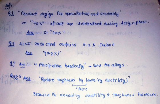 Soh:- dit Product degign for manufacture and assembly = 70% of cost ase dereymoned during design phase. Ans - D70% al er