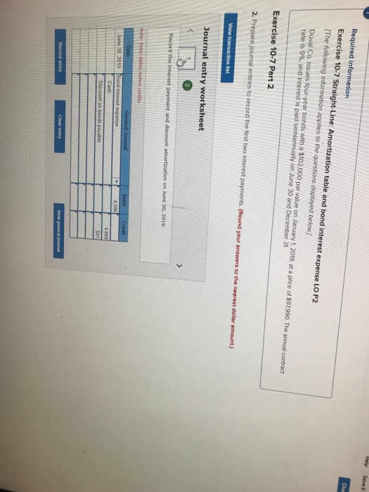 Helyes Required information Exercise 10-7 Straight-Line: Amortization table and bond interest expense LO P2 (The following in