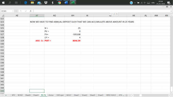 ve ** 03-54 ENG 25-03-202027 - X AF345 * fic : AE Formula Bar AF AG AH AI AL AM AN A 322 NOW WE HAVE TO FIND ANNUAL DEPOSIT S