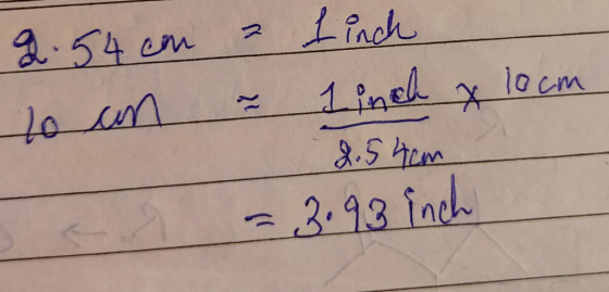 Linch 2.54 cm 1 ineh * x lo cm 2.54em 3.98 inch