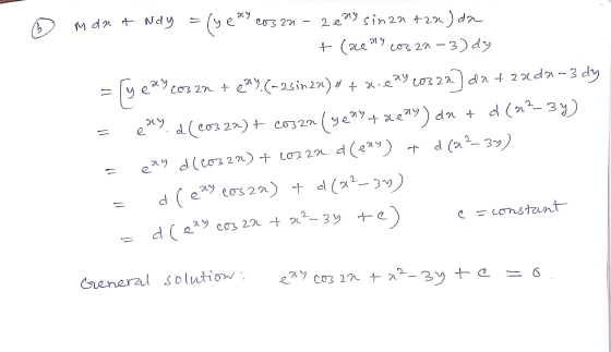 Ô man & Nay = (yea cosan-zean sinza tza) da 1 + (aceny cos 22-3) dy 27 32 = fy exy c03 21 + $99. (~25in 291) + x. 29 20322)