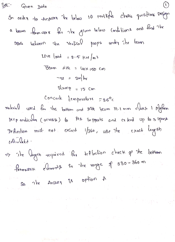 Sol: Given Data In ordea to answer the below 10 mull ultiple choice questions Design a beam form word for the given below con