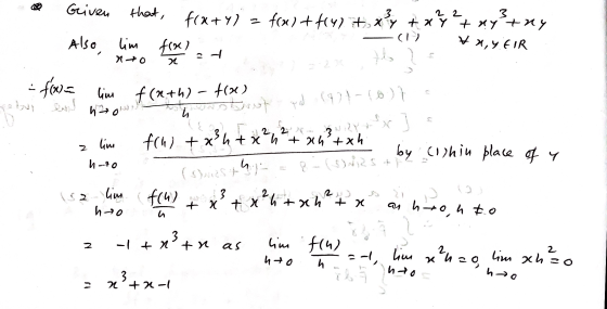 Given that, f(x+y) 3 Also, lim no frx) f(x) + f(y) it xy + xy + ny try # X,YFIR b) 27 x = foos lim اور نار in ادرار lim 2 f(a