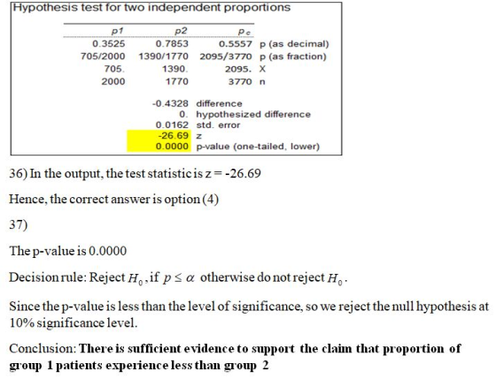 Hypothesis test for two independent proportions p2 p1 ро 0.3525 0.7853 0.5557 p (as decimal) 705/2000 1390/1770 2095/3770 p (