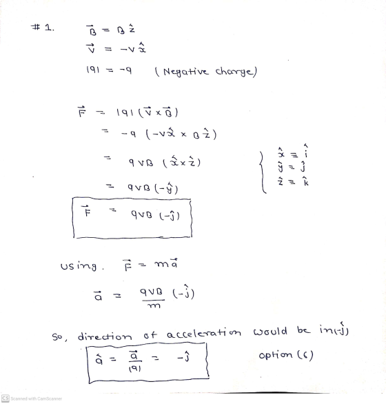 # 1. B <lal 8> 191 = -9 ( Negative charge) Tib 191 (j x ) -9 (-va x B ) 9v8 (x2) <8 109 IN TCnd1 Ž 3 qv9 (-) Til quB (-ŷ usin