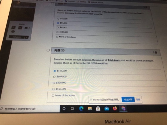 Based on Smilys account balances, the mount of Metinchehow ones Income Statement for December 2020 would be O $54,000 $55,0