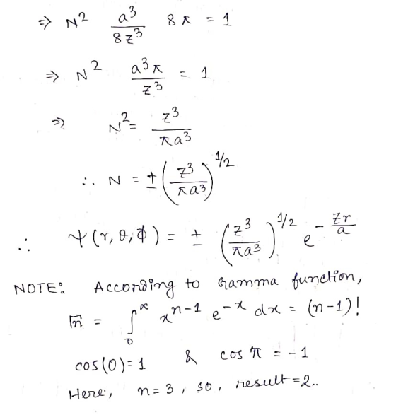 > N2 93a 1 N = K ra3 -ta (0,) = + / Z317 13e NOTE: According to Gamma function, Tanpa xn-3e-4 dx = (n-1)! Cos (0)= 1 & cos =