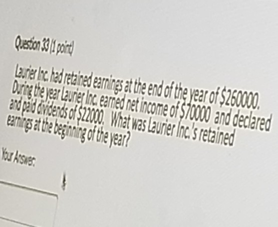 Question 2011 pored Laure lit had retaired earnings at the end of the year of $260000. During the year laurier Inc. earned ne