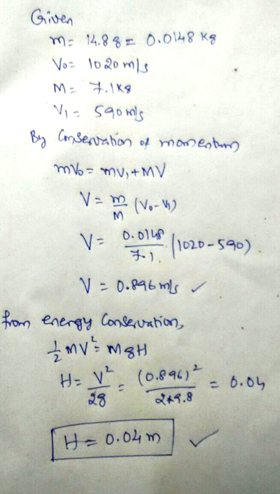 Given m 14.80.0148 Kg V- 2 ?,? (0.896 ) b.ou