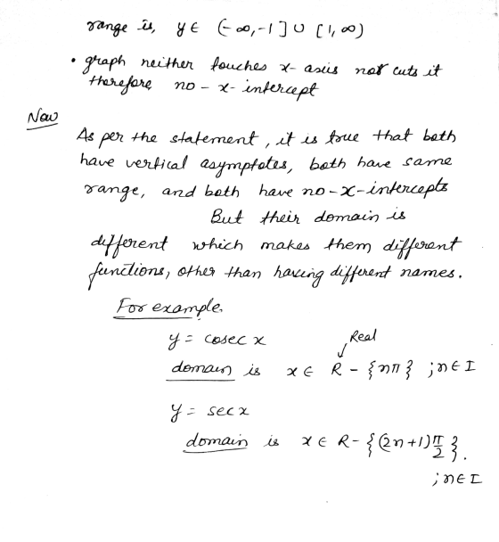 sange is, y E 6oo,-1]U (1,00) graph neither fouches x-asis not cuts it therefore, no - x-intercept Now As per the statement i