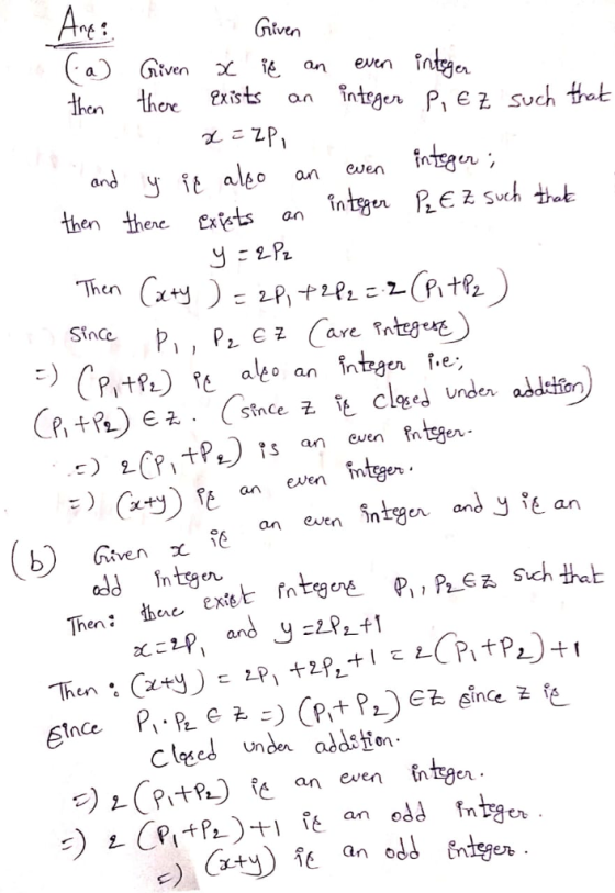 ré Gilven ant ale anen ten intatr A+%) fe aleo an integer f.e. under addstion Since Z b) Given X an o