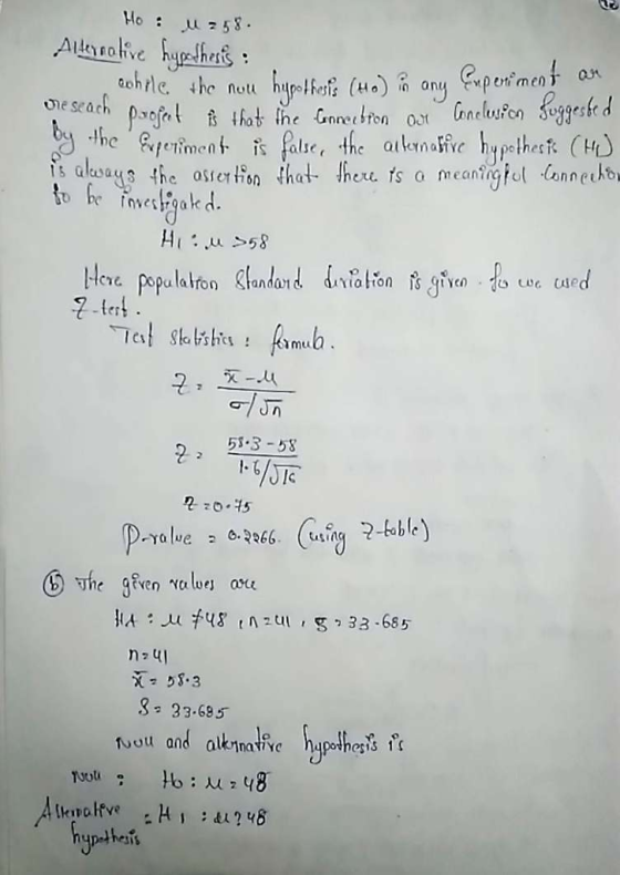Ho : LL 58. c nu h pothesis (Ho) 1ถ any experimen mud 5.3-53 2 1-6/.is Ic 270.45 YaleR266s 8 33-685 Nou and alknaie hypothosts 1 ptheis