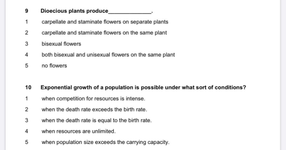 Dioecious plants produce carpellate and staminate flowers on separate plants carpellate and staminate flowers on the same pla