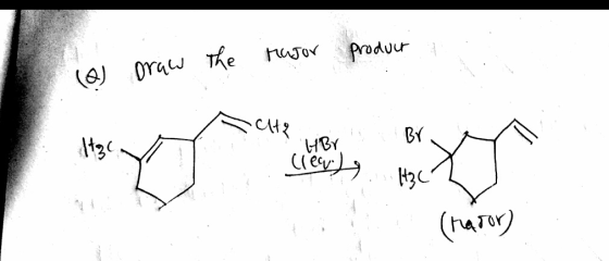 (a) Draw the major produir (rator)