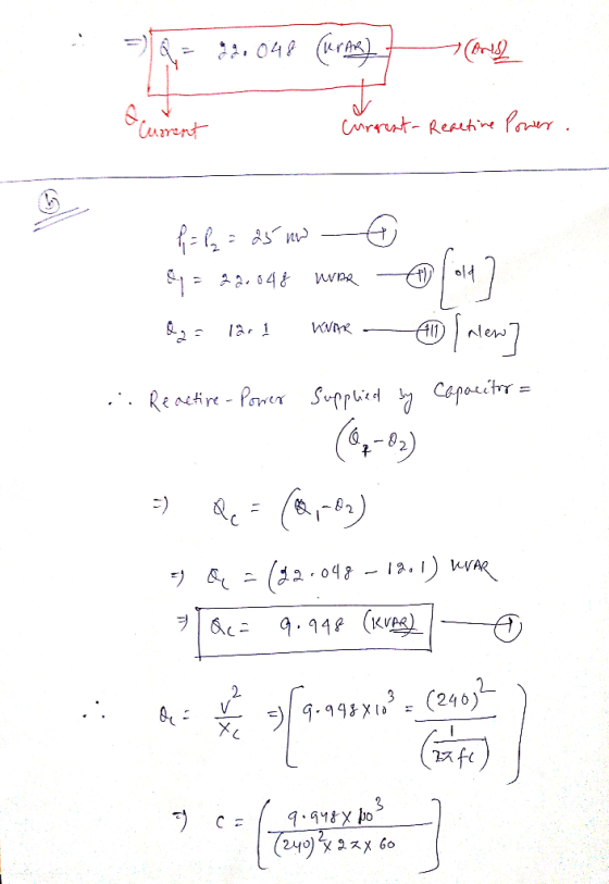 =) Q = 22.048 (berar) (orid Current current-Reactive Power. P = P2 = 25 nw 6 sys 23.848 upe - 10142 225 181 Wine -—_ (alew] .
