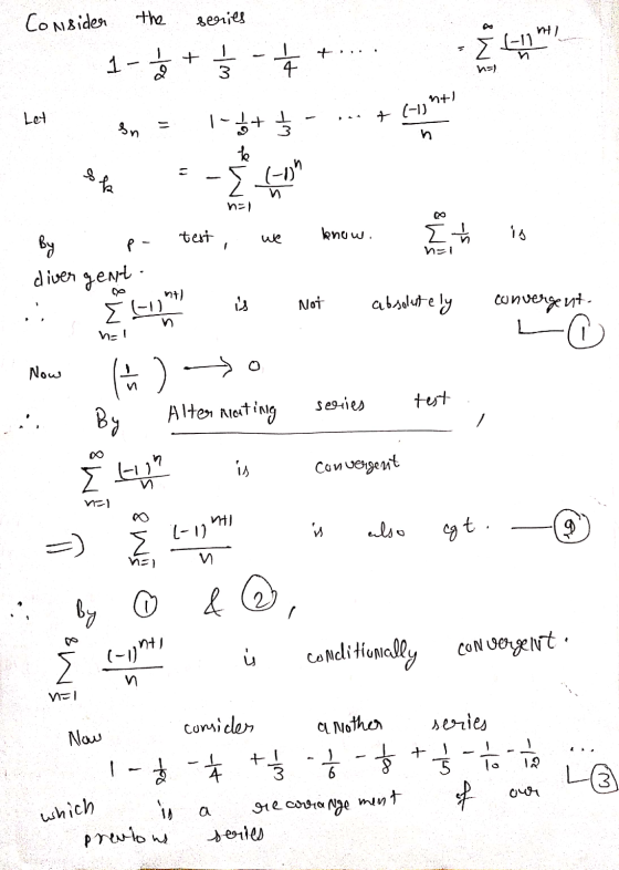 Considen the series n] 1-5 1-111 Ś -4 24 h-) nu (-1) Let en $ 1- 6+ k -Σ Sk ME RO test, know. we is E p- n=1 By divergent - D