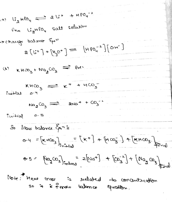 <^3 lip HPO = 24* + HPO? - France Lighpou salt solution → change balance qun 8(6+ ] + [40* ] = [H PO?] [OH-] (6) KHOOg + ma,c
