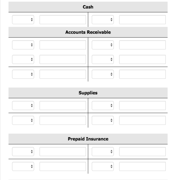 Cash Accounts Receivable Supplies Prepaid Insurance