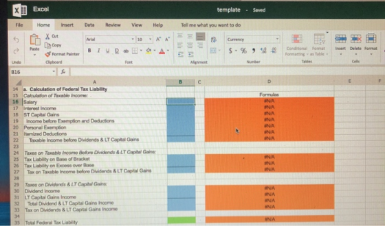 Excel template - Saved File Data Review View Help Tell me what you want to do 5 Home Insert X Out [Copy Paste Format Painter
