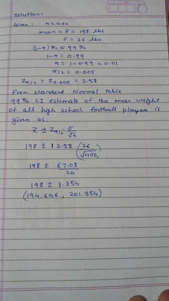 Solution! n-, 너 do 0(, г = o.oos Pron standard Narmel tubl gg%, cェ es b mate of the mean watt of att high school fra Healt plam 1s OS a.s 2. 198 t1 2.5826 19 67:08 (194.646 201.354)