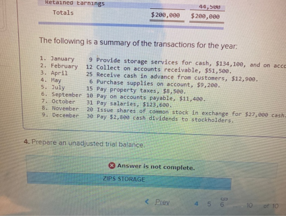 ketained tarnings Totals $200,000 44,500 $200,000 The following is a summary of the transactions for the year. 1. January 9 P