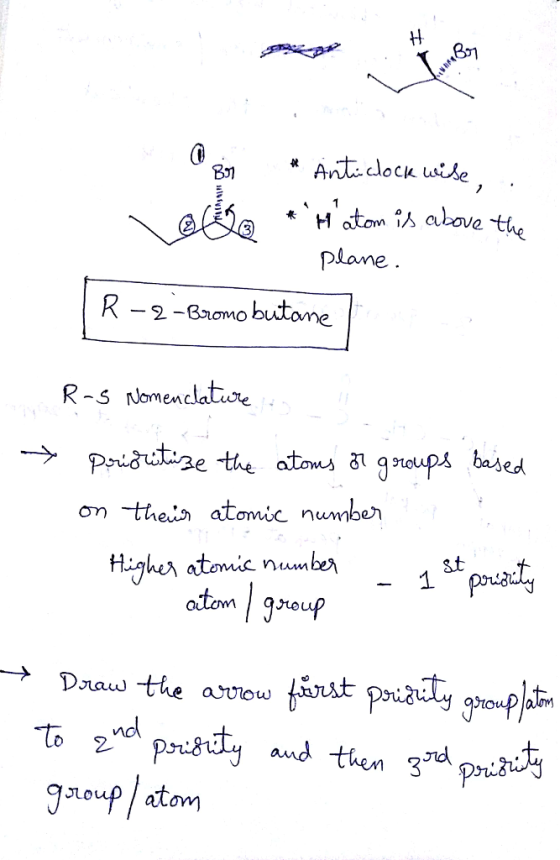 S1 Antadocu wise s aove plane R -2 -Bromo butome R-5 nJomencdatre ση the> atomic numbe Aim atomgreup asulou To nol Jreup stom