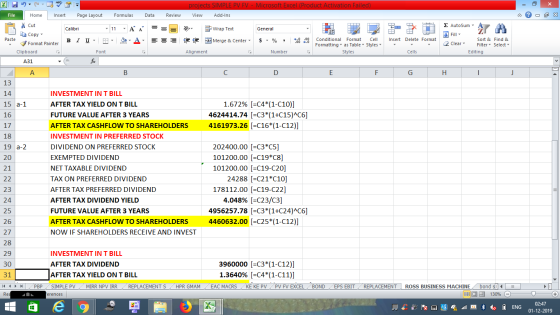 - 2x % Cut B projects SIMPLE PV FV - Microsoft Excel (Product Activation Failed) File Home Insert Page Layout Formulas Data R