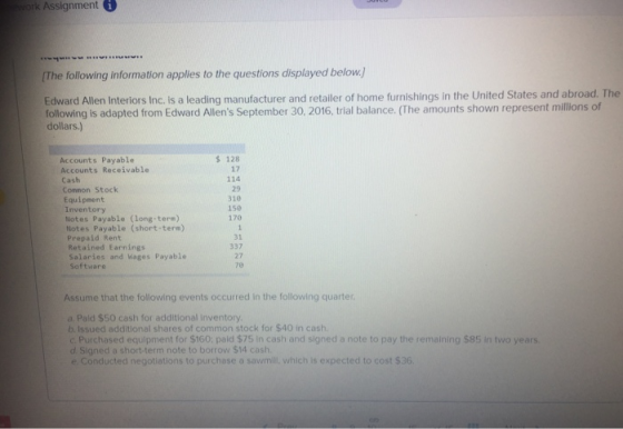 work Assignment i VER [The following information applies to the questions displayed below.) Edward Allen Interiors Inc. is a