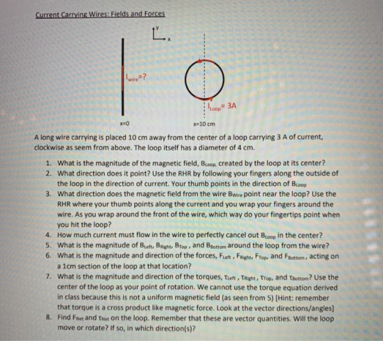 Current Carrying Wires: Fields and Forces ---- ---- = 3A yo x =10 cm A long wire carrying is placed 10 cm away from the cente