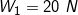 \small W_{1} = 20 \; N