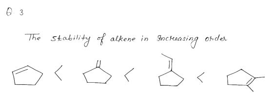 3 Snckesasing Order The stability alkene in