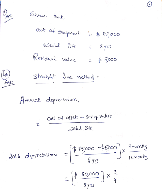 An Cost of eruime5,0oo Resi dual value - 5000 Pnmsal deprectalion Cast of atset - scrop Value useful eife ー「お5000-kooo-9-ons 2016 dytele korv Imon