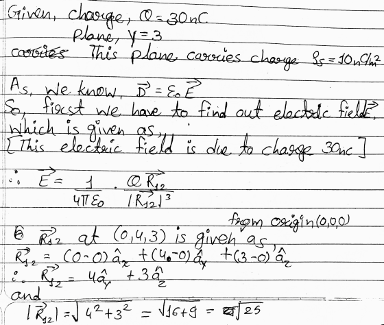 Given charge, 03 304C plane, y=3 coobies. This place cardies chaoge fs=10ncluz As we know P = & ² So, first we have to find o