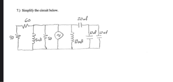 7.) Simplify the circuit below. zout TI 3 lol sout