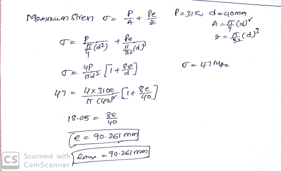 Maxinum stren o= + Pe 1. P2311 decomm A = q (don 2- cdj? o=467 Mpa se up a [1+ se] UX3100 IT 47 = 4x3100 [it se 18.05 - Tes 9