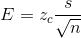 E = z_c\frac{s}{\sqrt n}