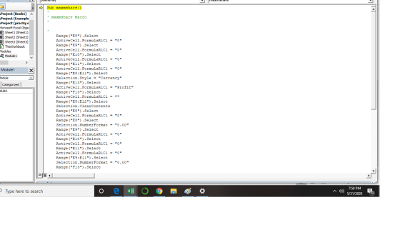 Modules .Select Module 1 X Selection.Style Selection. Number Format = 0.00 Sub maxmshare() Project (Book1) Project (Example