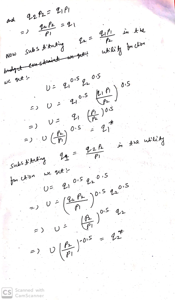 and q2P2=qIPI ..=) 22 P2 =21 Now substituting I2 = 21h in the budget constraint we gets utility for ction we auti 4 Uz q,015